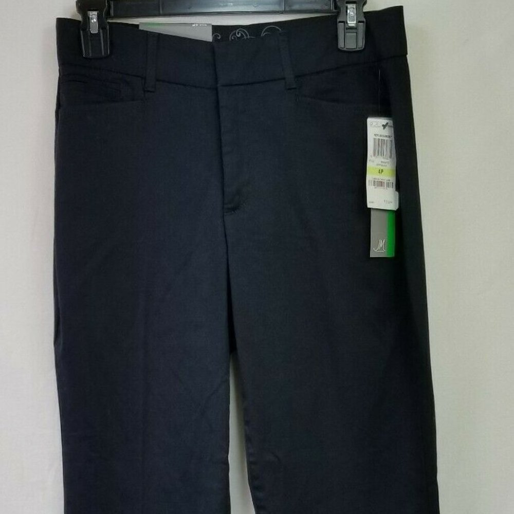 Womens Pants Black Trouser Straight Leg Slacks 4P